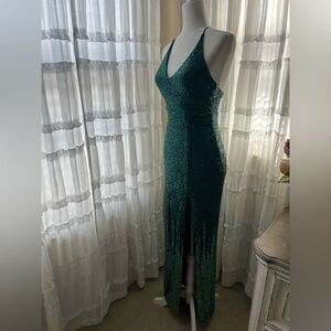 Sparkling Green Sequin Maxi Dress
